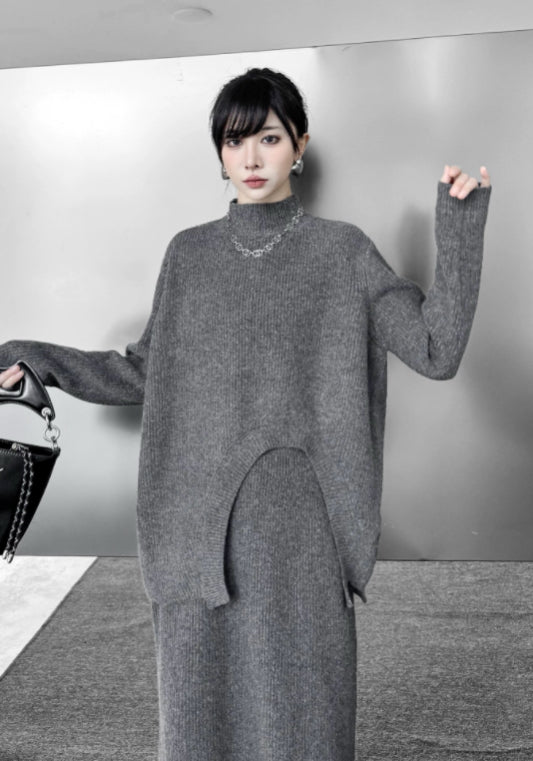 Grey sweater dress set