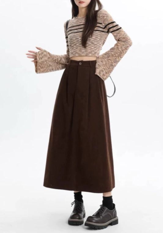 棕色燈芯絨半裙