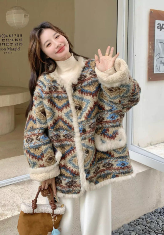 民族風羊羔毛外套