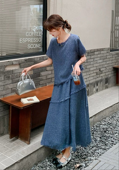 藍色小香風套裝