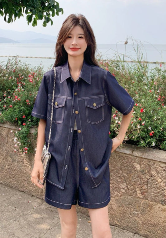 深藍牛仔套裝