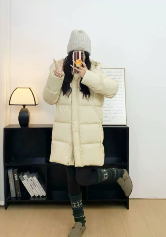 中長款連帽羽絨服