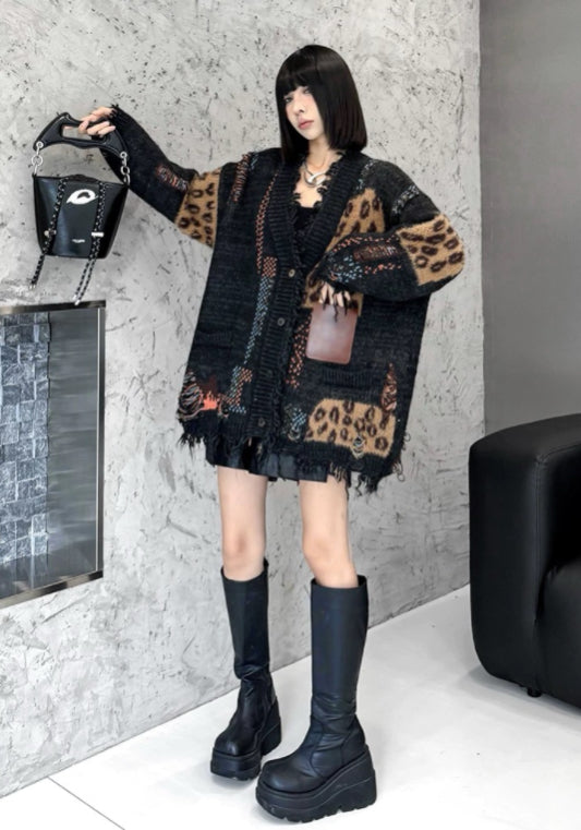 拼接設計毛衣開衫