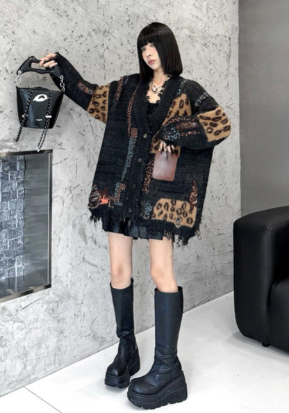 拼接設計毛衣開衫