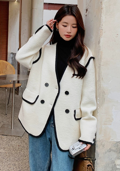 Xiaoxiangfeng black edge wool jacket