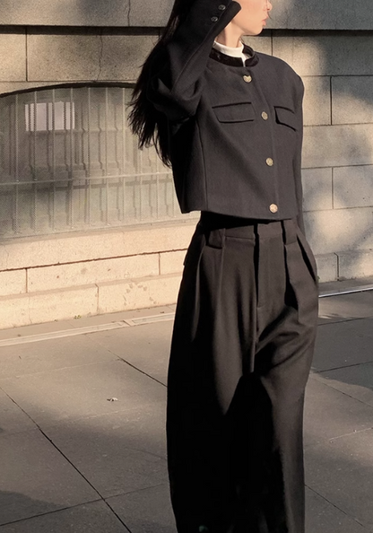 Premium black long sleeve suit