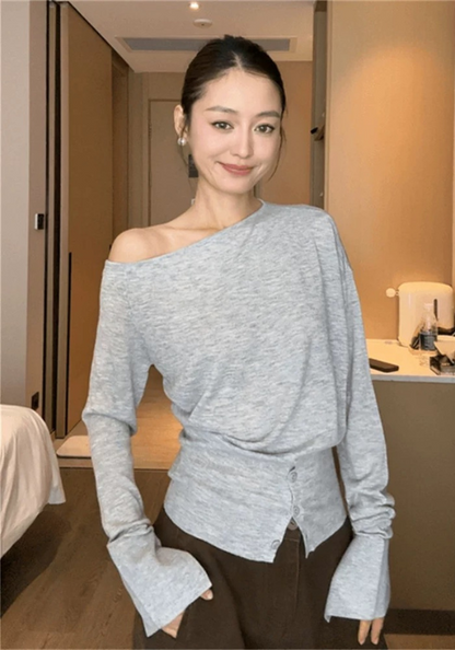 Designer off-shoulder long sleeves