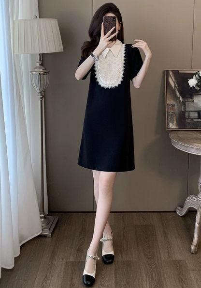 Polo collar beaded skirt