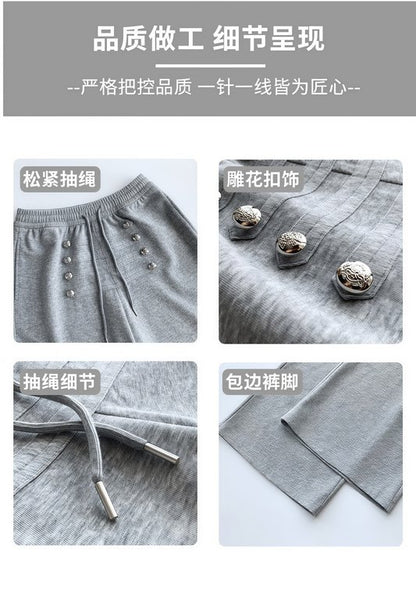 美式復古闊腳褲 女款2026秋新貨 拿破崙排扣設計 慵懶垂墜感休閒衛褲