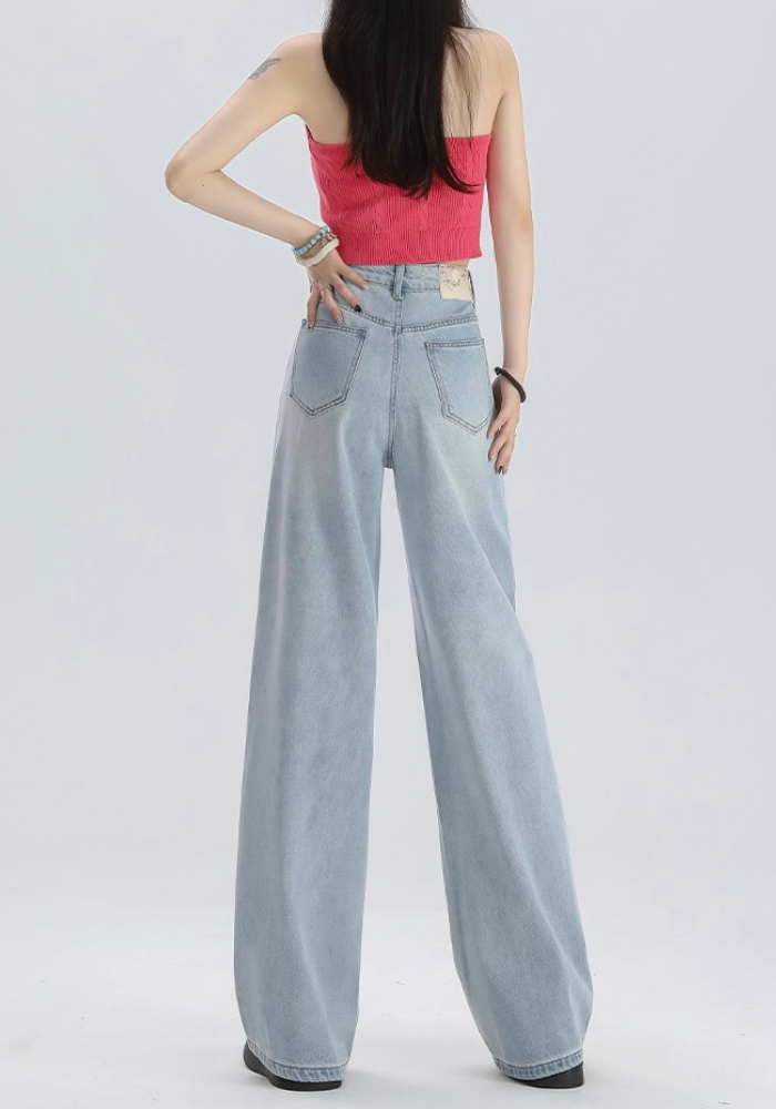 Embroidered wide-leg jeans