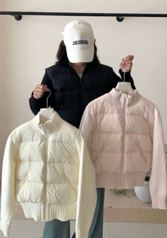 針織拼接羽絨服