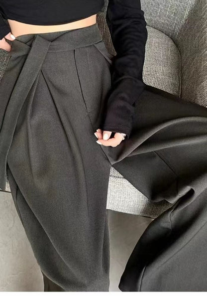 直管綁帶西裝褲