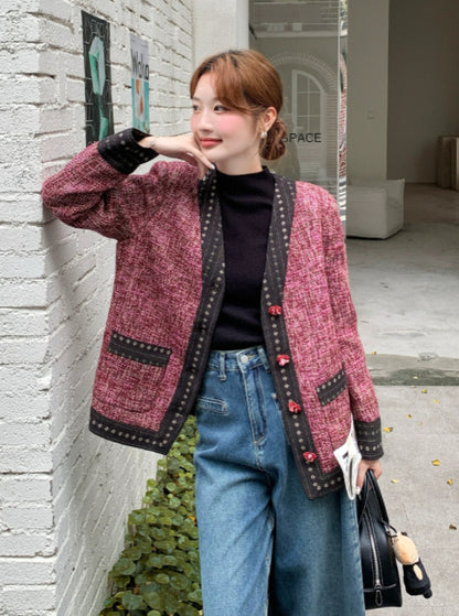 粉紫小香風外套