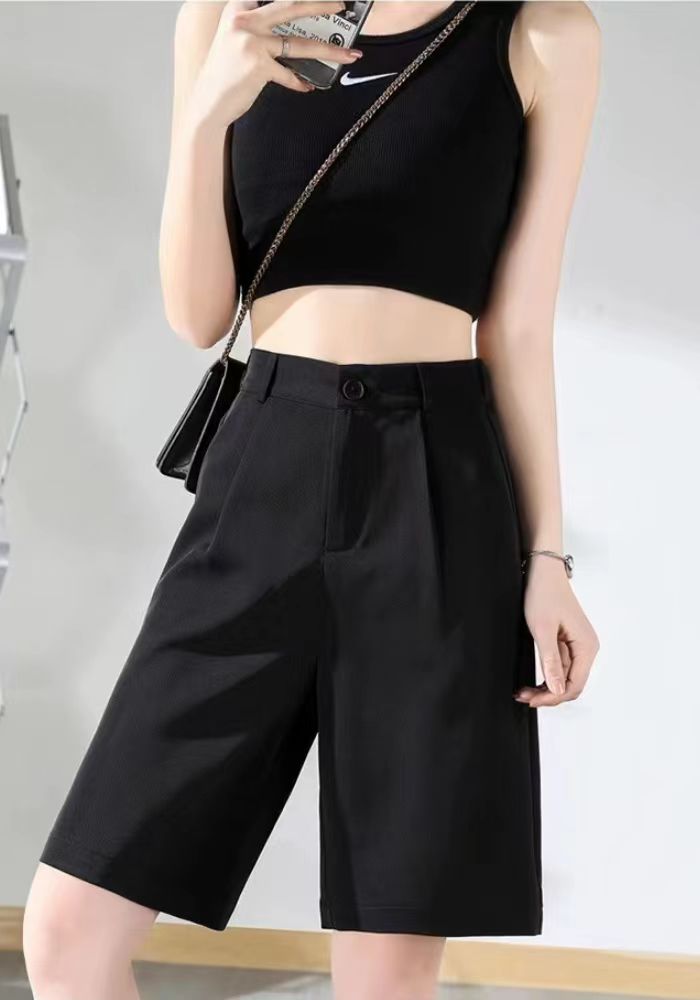 A-line wide-leg suit 5-point pants