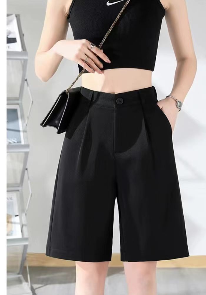 A-line wide-leg suit 5-point pants