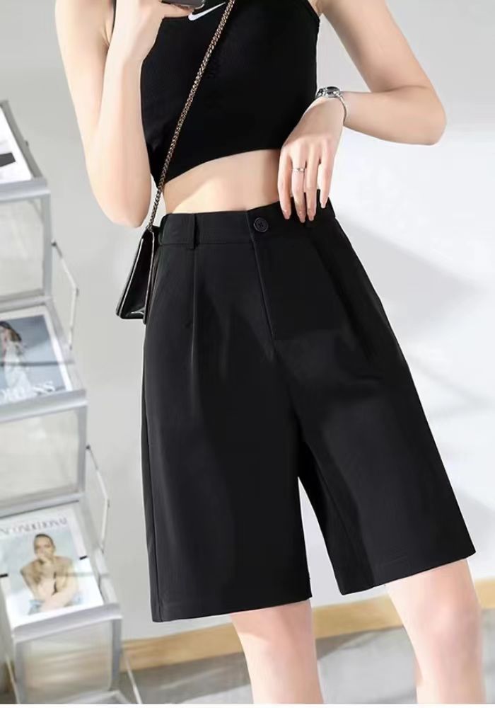 A-line wide-leg suit 5-point pants