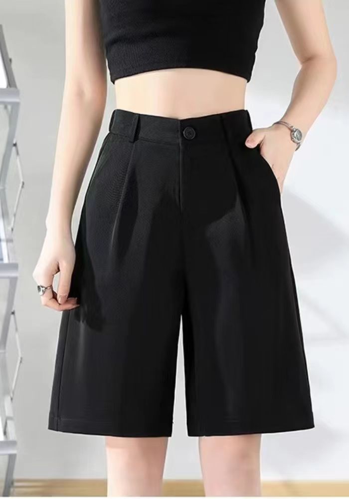 A-line wide-leg suit 5-point pants