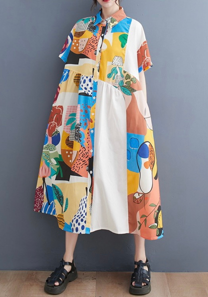 [Vintage printed patchwork dress]