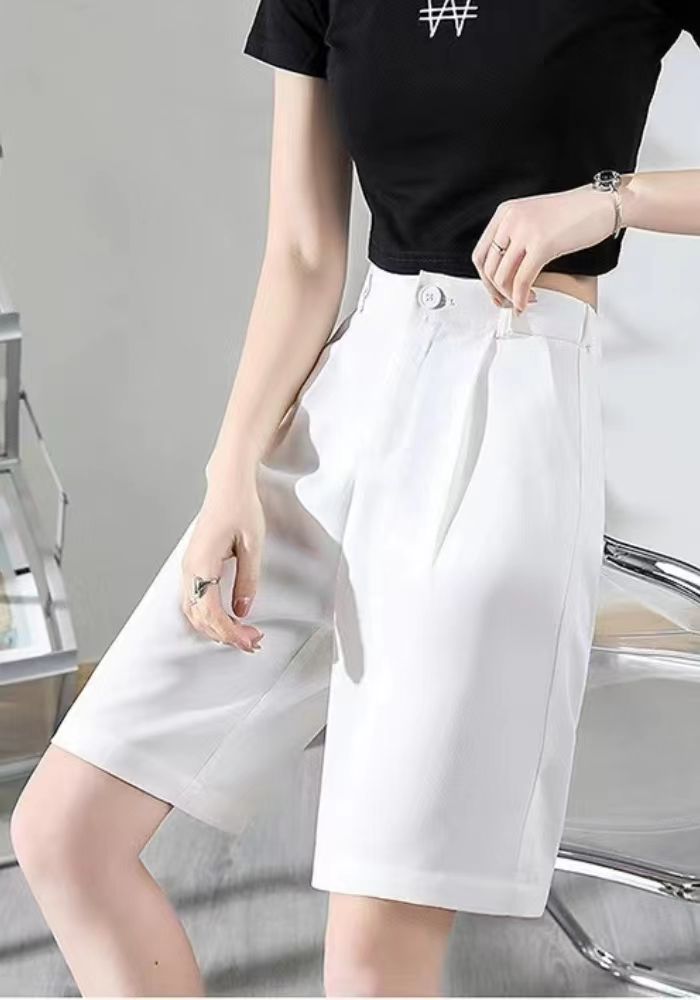 A-line wide-leg suit 5-point pants