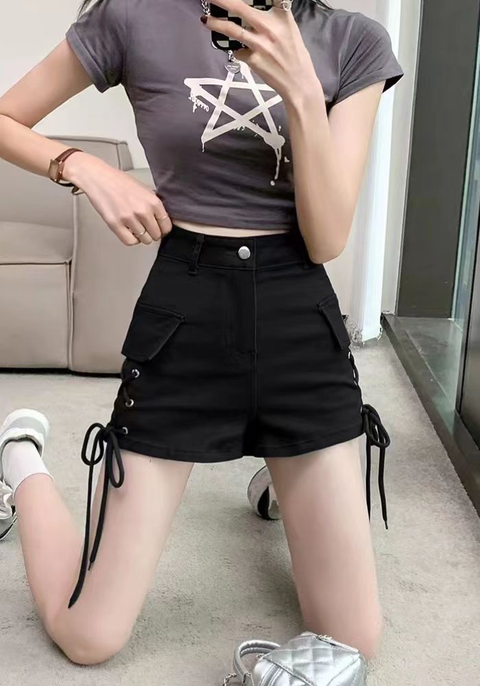 A-line shorts with stretchy sides