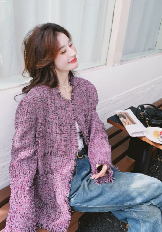 粉紫小香風外套