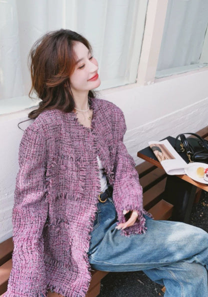 粉紫小香風外套