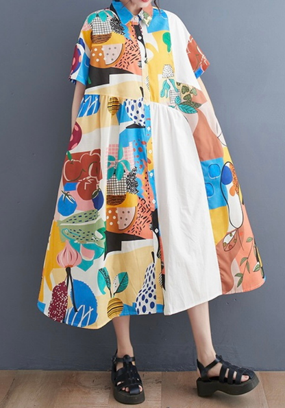 [Vintage printed patchwork dress]