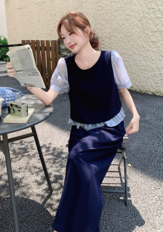 深藍拼接套裝