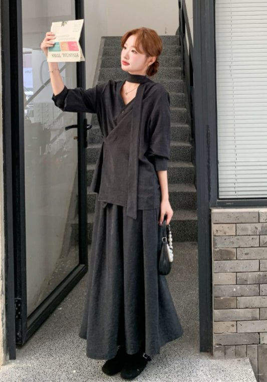 深灰裙套裝