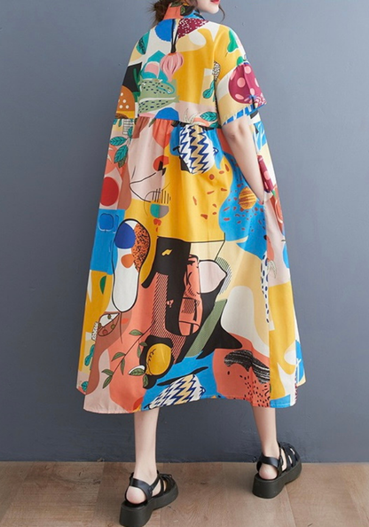 [Vintage printed patchwork dress]