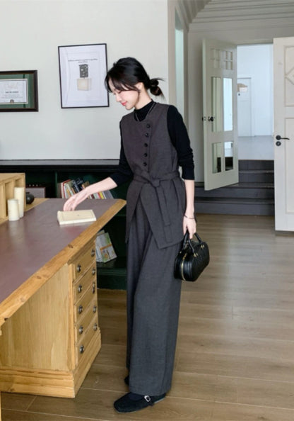 深灰西裝馬甲三件套