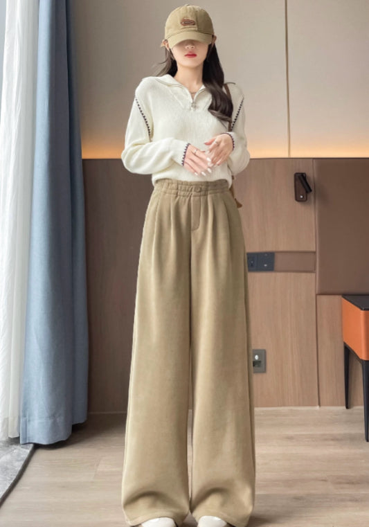 Corduroy straight-leg pants