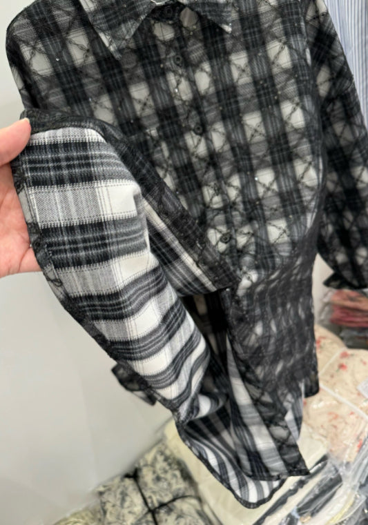 黑色格仔襯衫