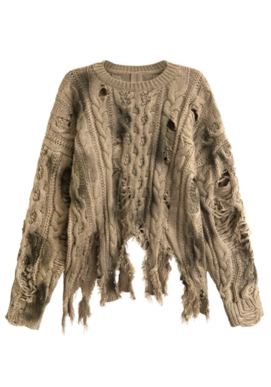 破洞針織毛衣