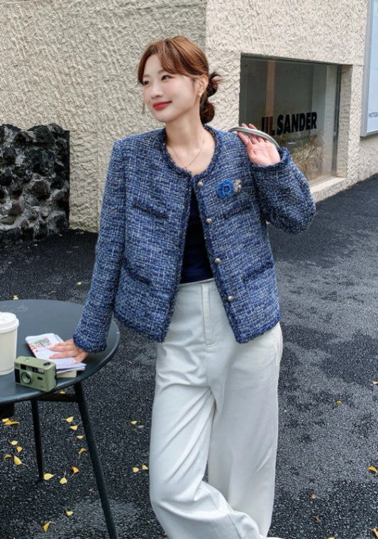 高級藍小香風外套