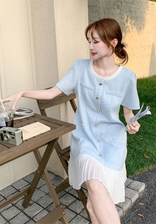 藍色小香風裙