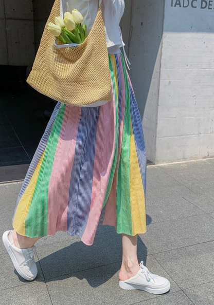 colorful striped skirt