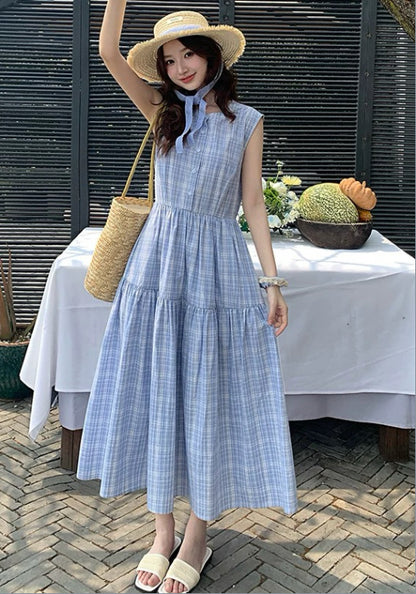 藍色格子裙