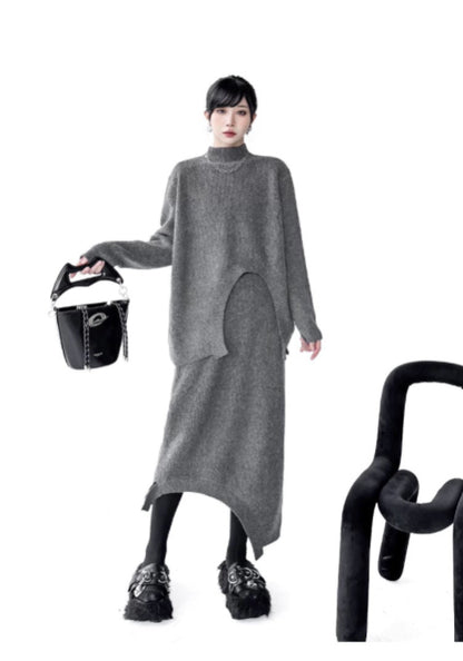 Grey sweater dress set