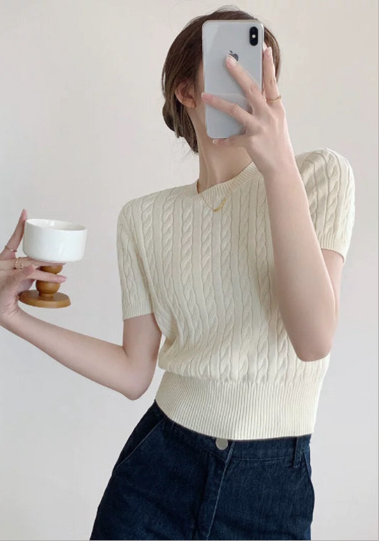 麻花針織上衣