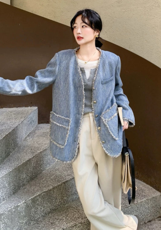 藍色小香風外套