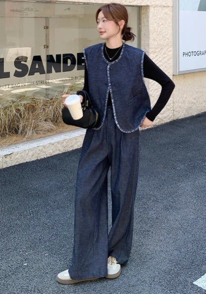 深藍馬甲三件套