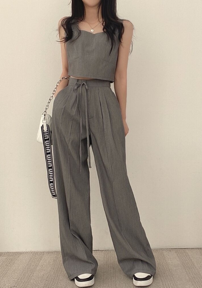 [Korean style square collar short vest suit]