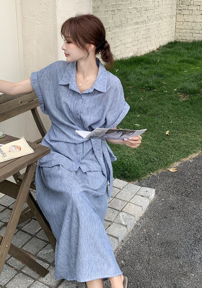 藍色收腰套裝