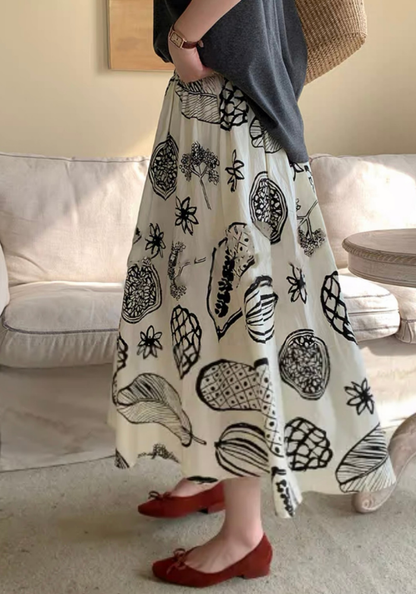 [Cotton and linen skirt]