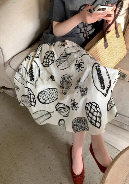 [Cotton and linen skirt]