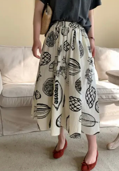 [Cotton and linen skirt]