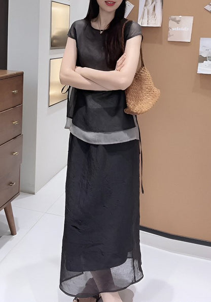 假兩件天絲套裝