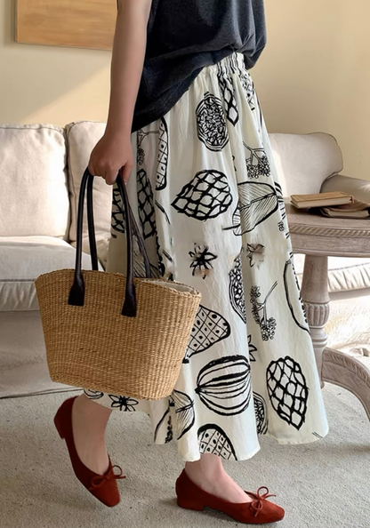 [Cotton and linen skirt]