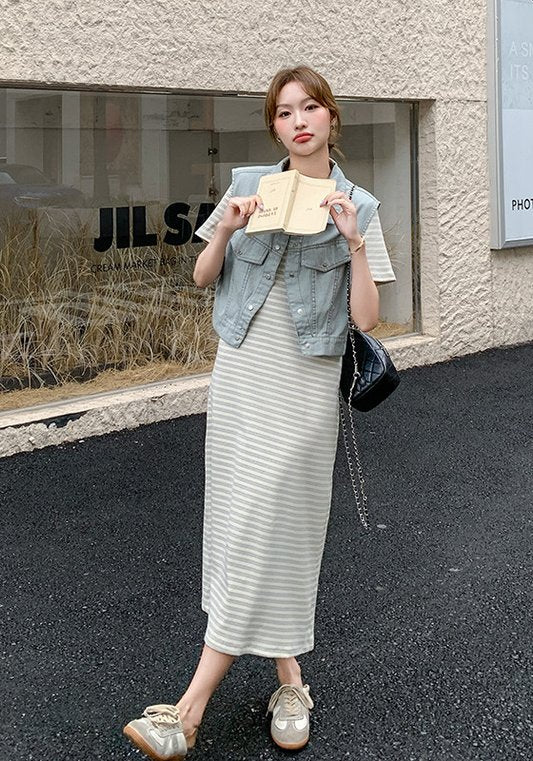 條紋牛仔套裝